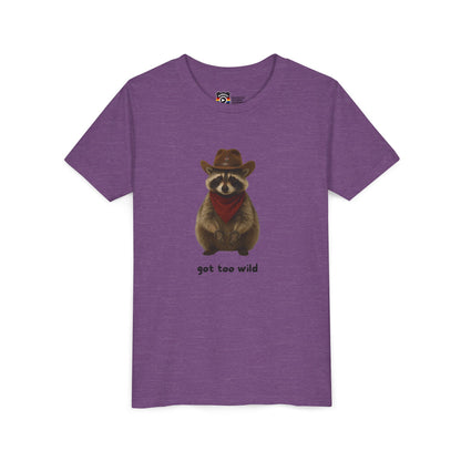 Youth Short Sleeve Tee 'Got Too Wild' Rebel the Raccoon