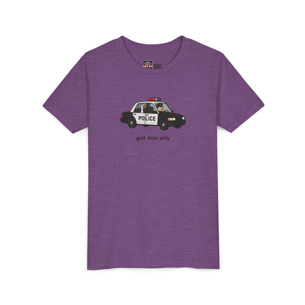 Youth Short Sleeve Tee Funny Police Car, 'Got Too Silly'