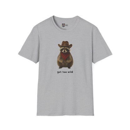 Got Too Wild Raccoon Cowboy Unisex Softstyle T-Shirt
