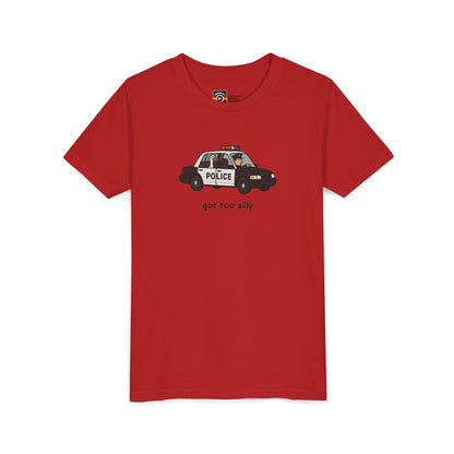 Youth Short Sleeve Tee Funny Police Car, 'Got Too Silly'