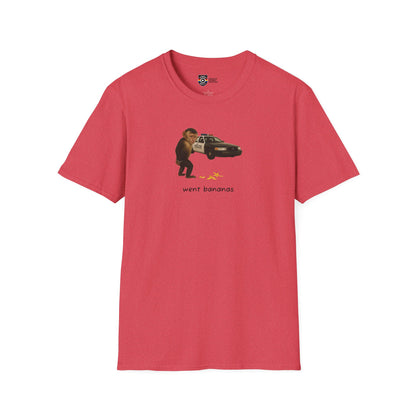 Went Bananas Unisex Softstyle Police Silly T-Shirt - Fun & Quirky Graphic Tee