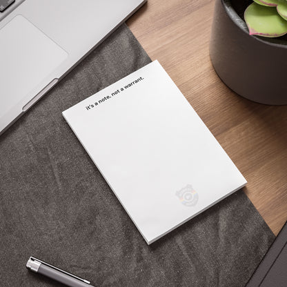 Humorous Post-it® Note Pads - 'It's a Note, Not a Warrant' - Perfect for Office & Home Use