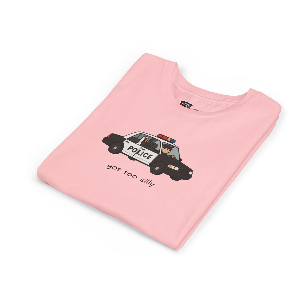 Youth Short Sleeve Tee Funny Police Car, 'Got Too Silly'