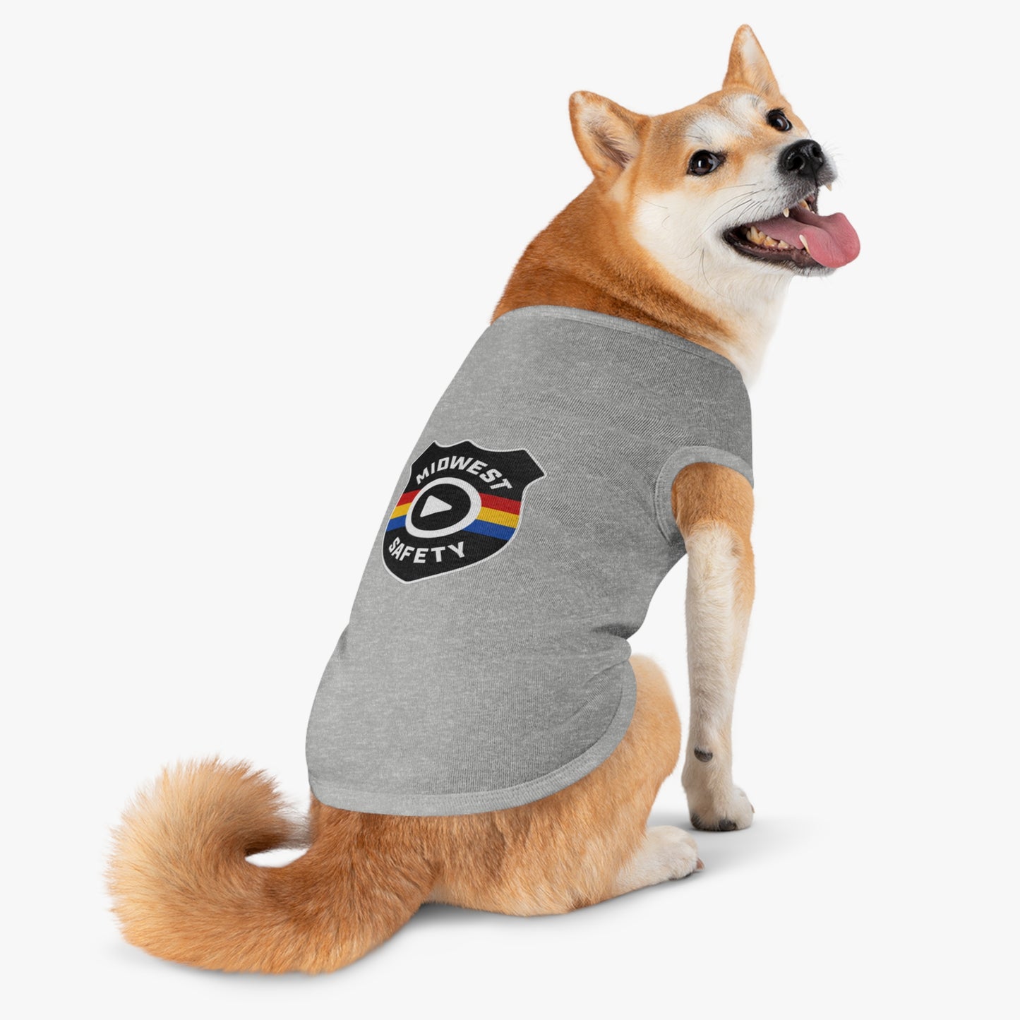 Pet Tank Top with Midwest Safety Badge Design, Cute Dog Apparel, Summer Pet Clothing, Fun Pet Gift, Adorable Dog Tank Top