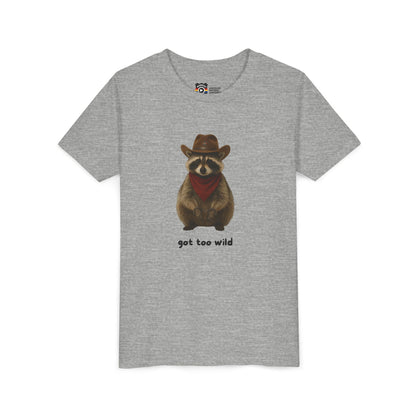 Youth Short Sleeve Tee 'Got Too Wild' Rebel the Raccoon