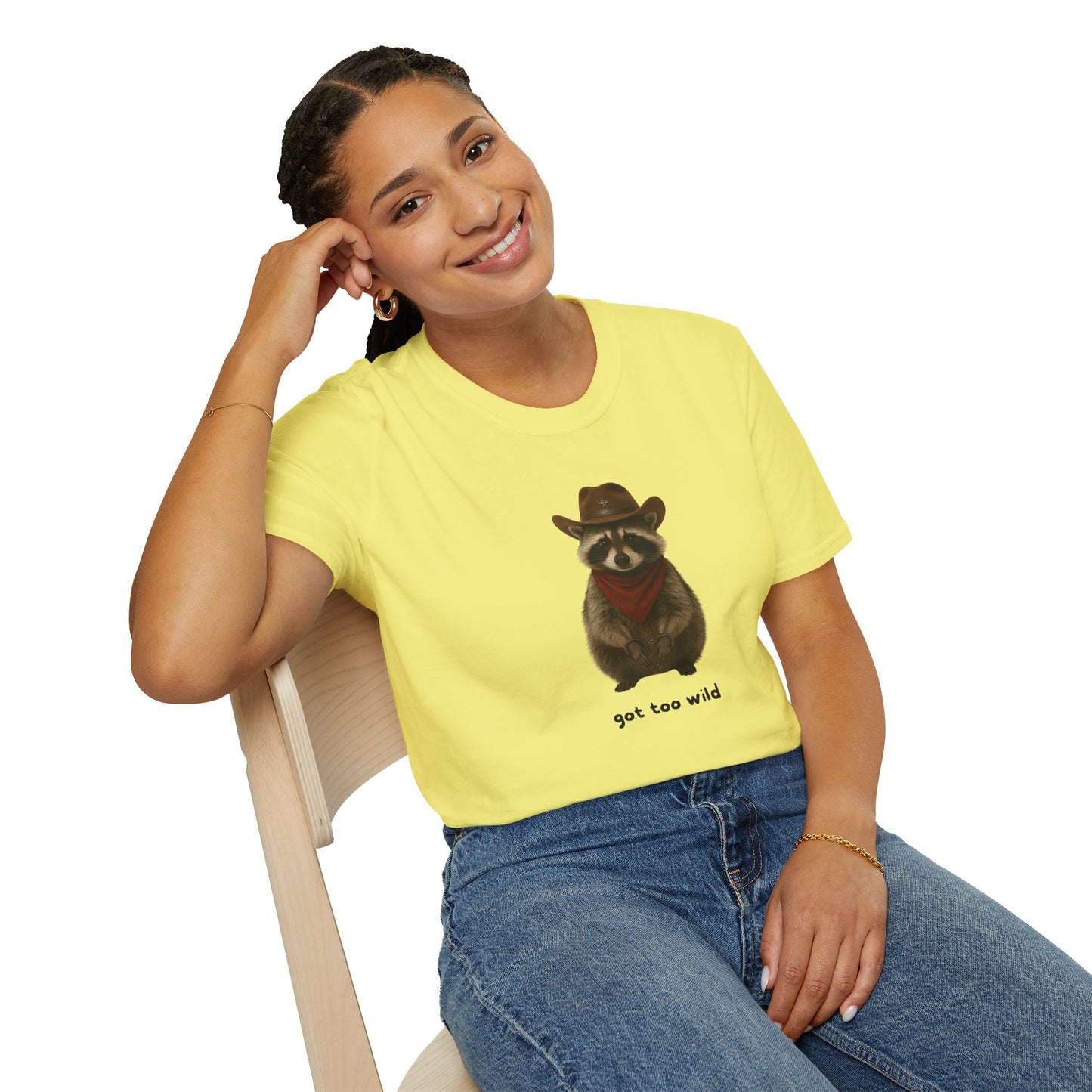 Got Too Wild Raccoon Cowboy Unisex Softstyle T-Shirt