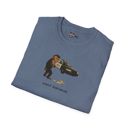 Went Bananas Unisex Softstyle Police Silly T-Shirt - Fun & Quirky Graphic Tee