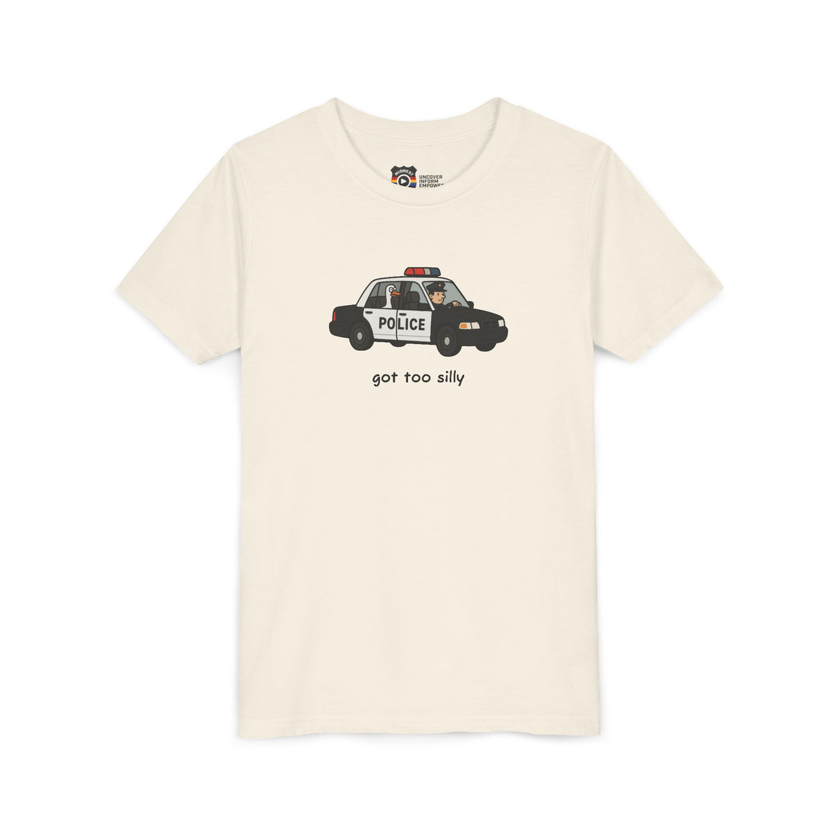 Youth Short Sleeve Tee Funny Police Car, 'Got Too Silly'