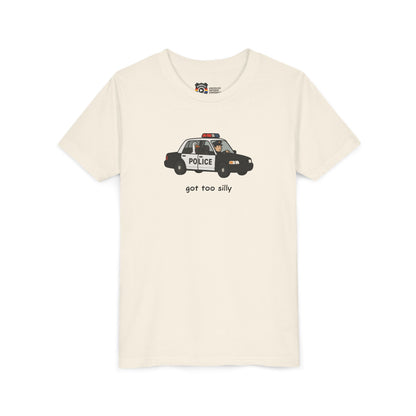 Youth Short Sleeve Tee Funny Police Car, 'Got Too Silly'