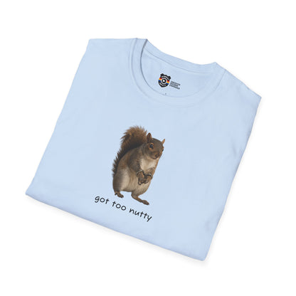 Got Too Nutty Unisex Softstyle Police Silly T-Shirt - Fun & Quirky Graphic Tee