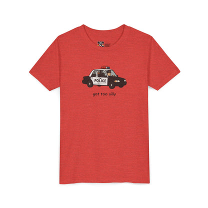 Youth Short Sleeve Tee Funny Police Car, 'Got Too Silly'