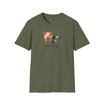 Unisex Softstyle Police Silly T-Shirt 'Made a Mess' - Fun & Quirky Graphic Tee