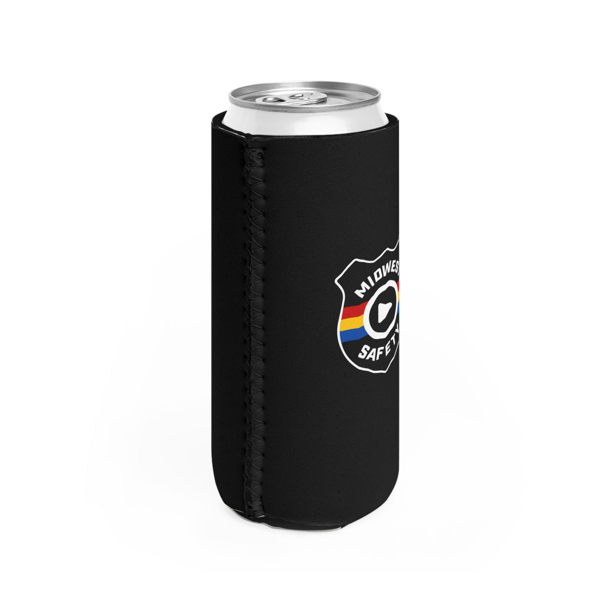 Midwest Safety Slim Can Cooler in Black (Double-Sided)