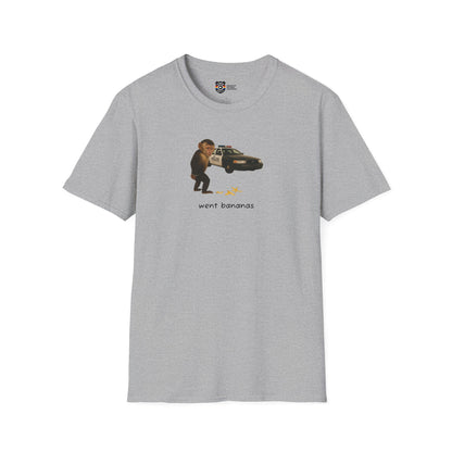 Went Bananas Unisex Softstyle Police Silly T-Shirt - Fun & Quirky Graphic Tee