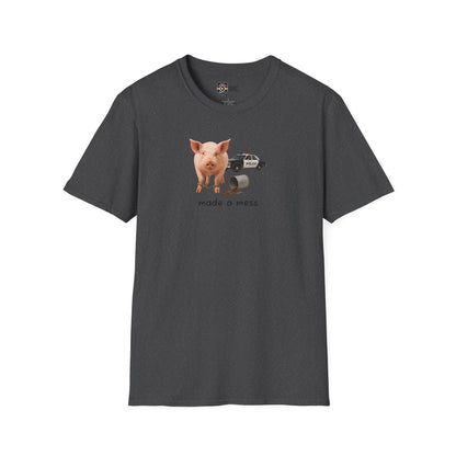 Unisex Softstyle Police Silly T-Shirt 'Made a Mess' - Fun & Quirky Graphic Tee