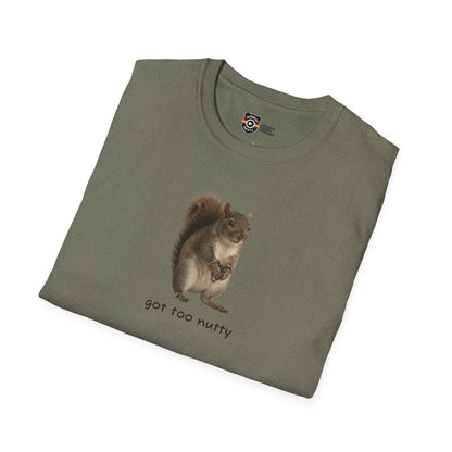 Got Too Nutty Unisex Softstyle Police Silly T-Shirt - Fun & Quirky Graphic Tee