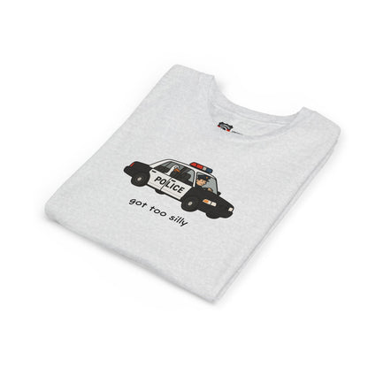 Youth Short Sleeve Tee Funny Police Car, 'Got Too Silly'