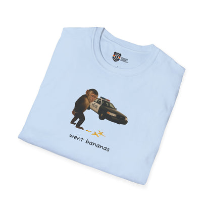 Went Bananas Unisex Softstyle Police Silly T-Shirt - Fun & Quirky Graphic Tee