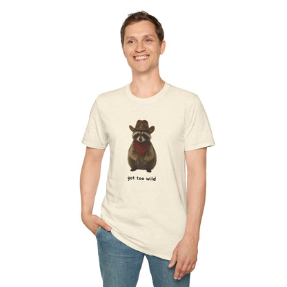 Got Too Wild Raccoon Cowboy Unisex Softstyle T-Shirt