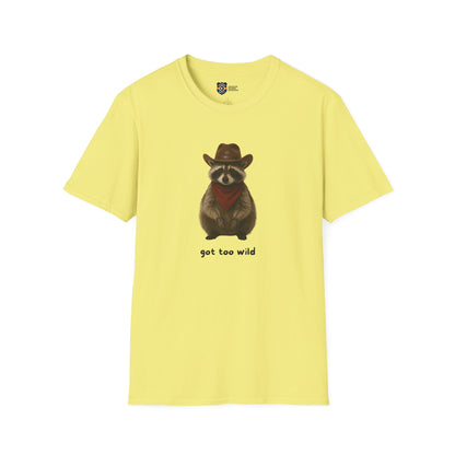 Got Too Wild Raccoon Cowboy Unisex Softstyle T-Shirt