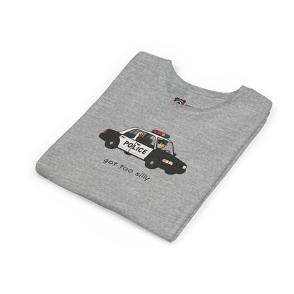 Youth Short Sleeve Tee Funny Police Car, 'Got Too Silly'