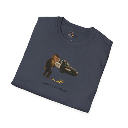 Went Bananas Unisex Softstyle Police Silly T-Shirt - Fun & Quirky Graphic Tee