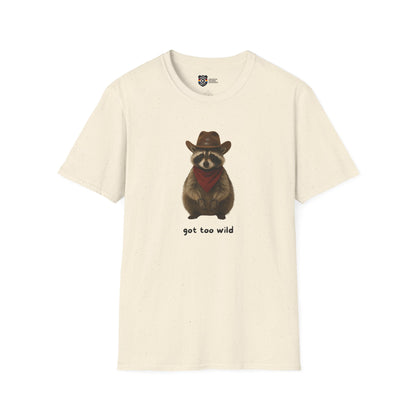 Got Too Wild Raccoon Cowboy Unisex Softstyle T-Shirt