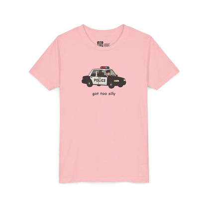 Youth Short Sleeve Tee Funny Police Car, 'Got Too Silly'