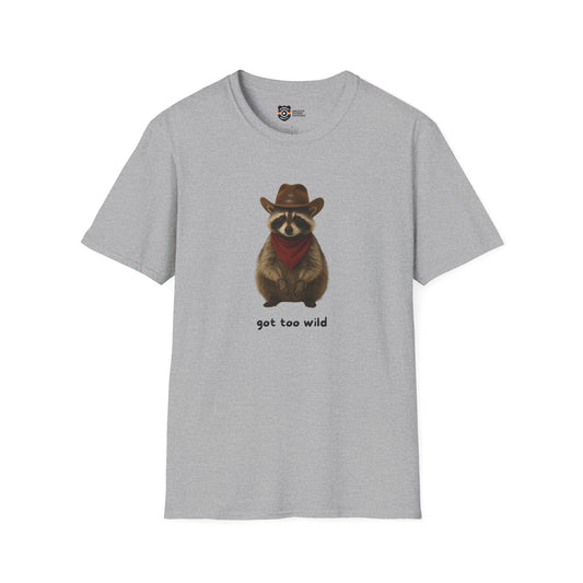Got Too Wild Raccoon Cowboy Unisex Softstyle T-Shirt