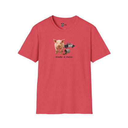 Unisex Softstyle Police Silly T-Shirt 'Made a Mess' - Fun & Quirky Graphic Tee