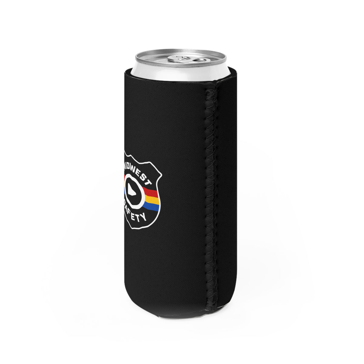 Midwest Safety Slim Can Cooler in Black (Double-Sided)