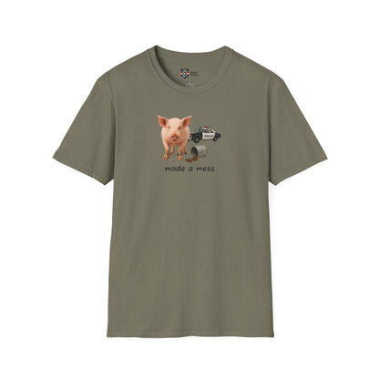 Unisex Softstyle Police Silly T-Shirt 'Made a Mess' - Fun & Quirky Graphic Tee