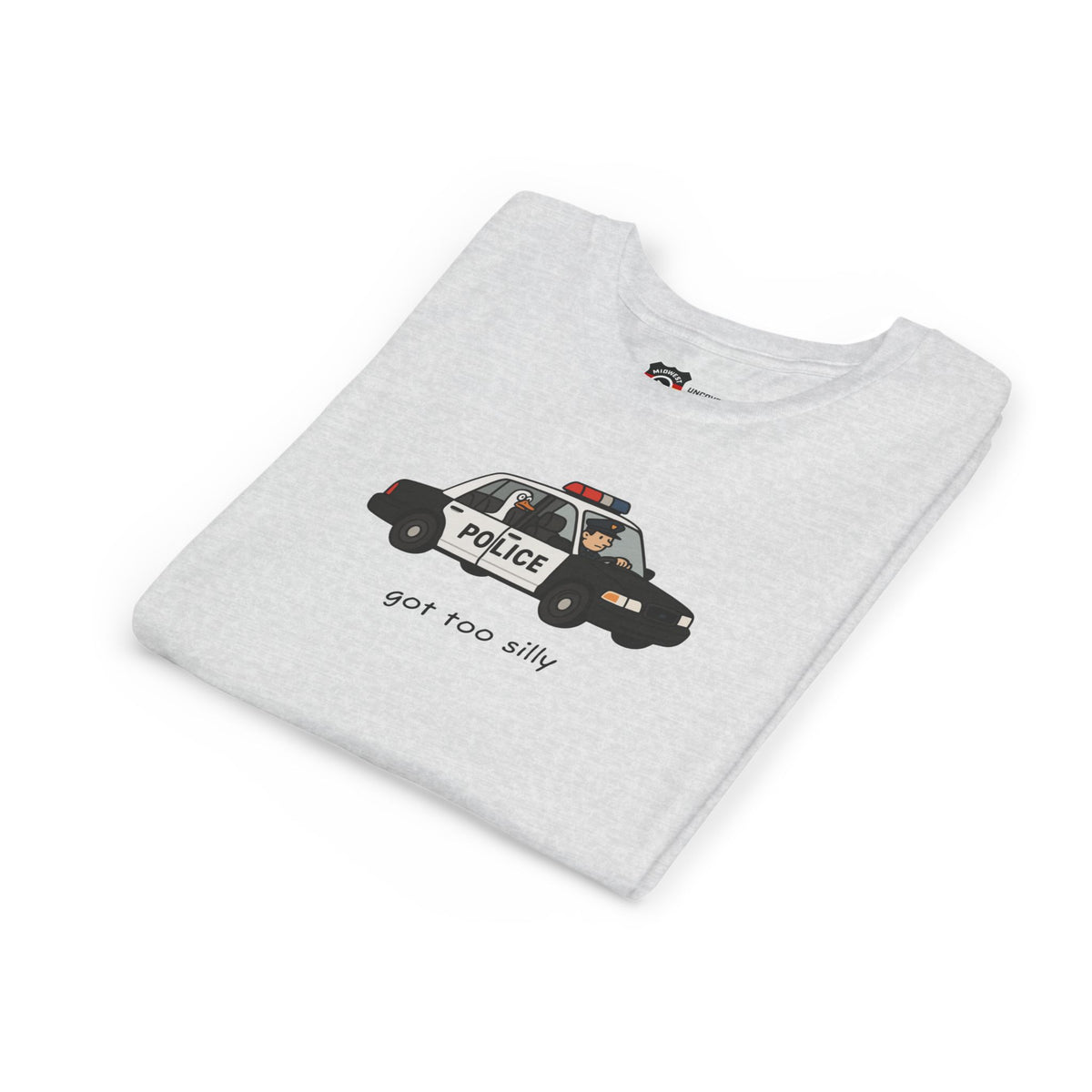Youth Short Sleeve Tee Funny Police Car, 'Got Too Silly'