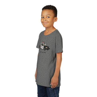 Youth Short Sleeve Tee Funny Police Car, 'Got Too Silly'