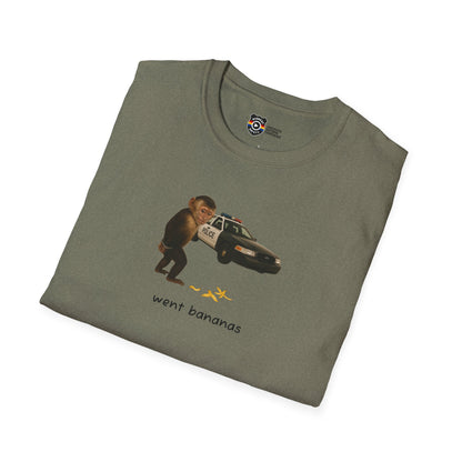 Went Bananas Unisex Softstyle Police Silly T-Shirt - Fun & Quirky Graphic Tee