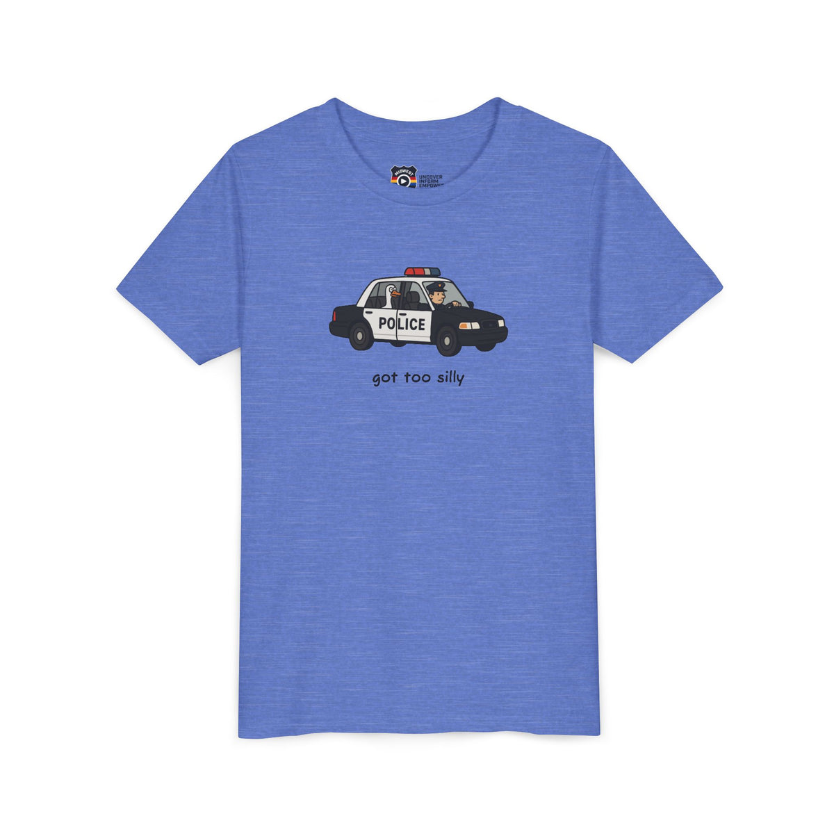 Youth Short Sleeve Tee Funny Police Car, 'Got Too Silly'