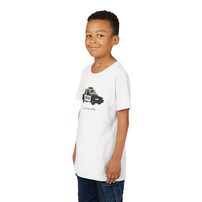 Youth Short Sleeve Tee Funny Police Car, 'Got Too Silly'