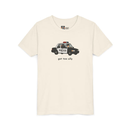 Youth Short Sleeve Tee Funny Police Car, 'Got Too Silly'