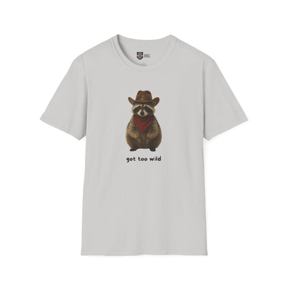 Got Too Wild Raccoon Cowboy Unisex Softstyle T-Shirt