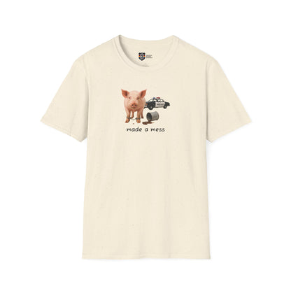 Unisex Softstyle Police Silly T-Shirt 'Made a Mess' - Fun & Quirky Graphic Tee