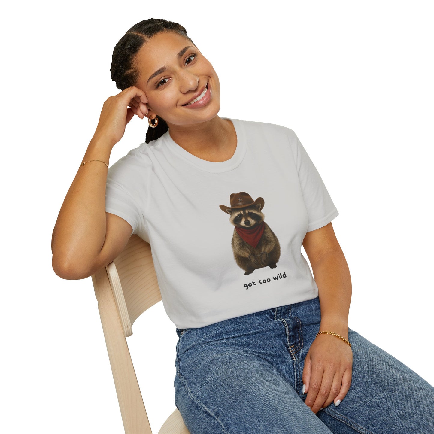Got Too Wild Raccoon Cowboy Unisex Softstyle T-Shirt