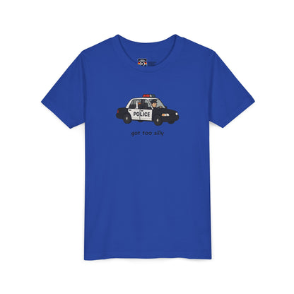 Youth Short Sleeve Tee Funny Police Car, 'Got Too Silly'
