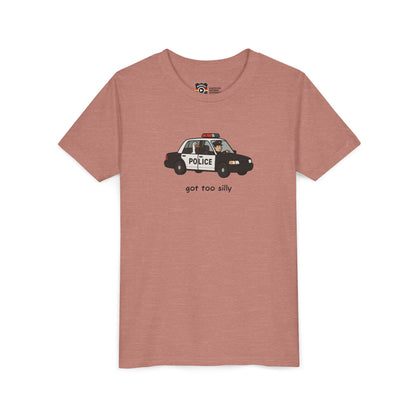 Youth Short Sleeve Tee Funny Police Car, 'Got Too Silly'