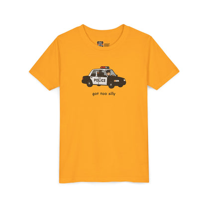 Youth Short Sleeve Tee Funny Police Car, 'Got Too Silly'