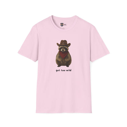 Got Too Wild Raccoon Cowboy Unisex Softstyle T-Shirt