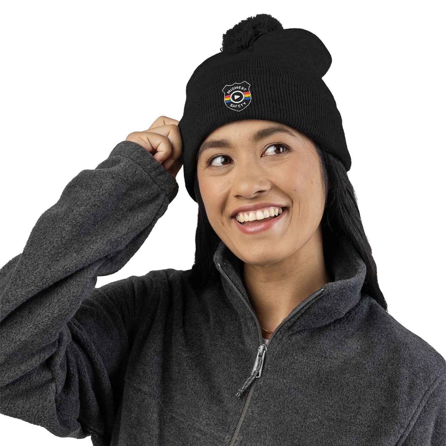 Cozy Pom-Pom Knit Cap - Stylish Winter Beanie, Holiday Gift, Warm Hat for Outdoor Activities, Beanie with Custom Embroidery