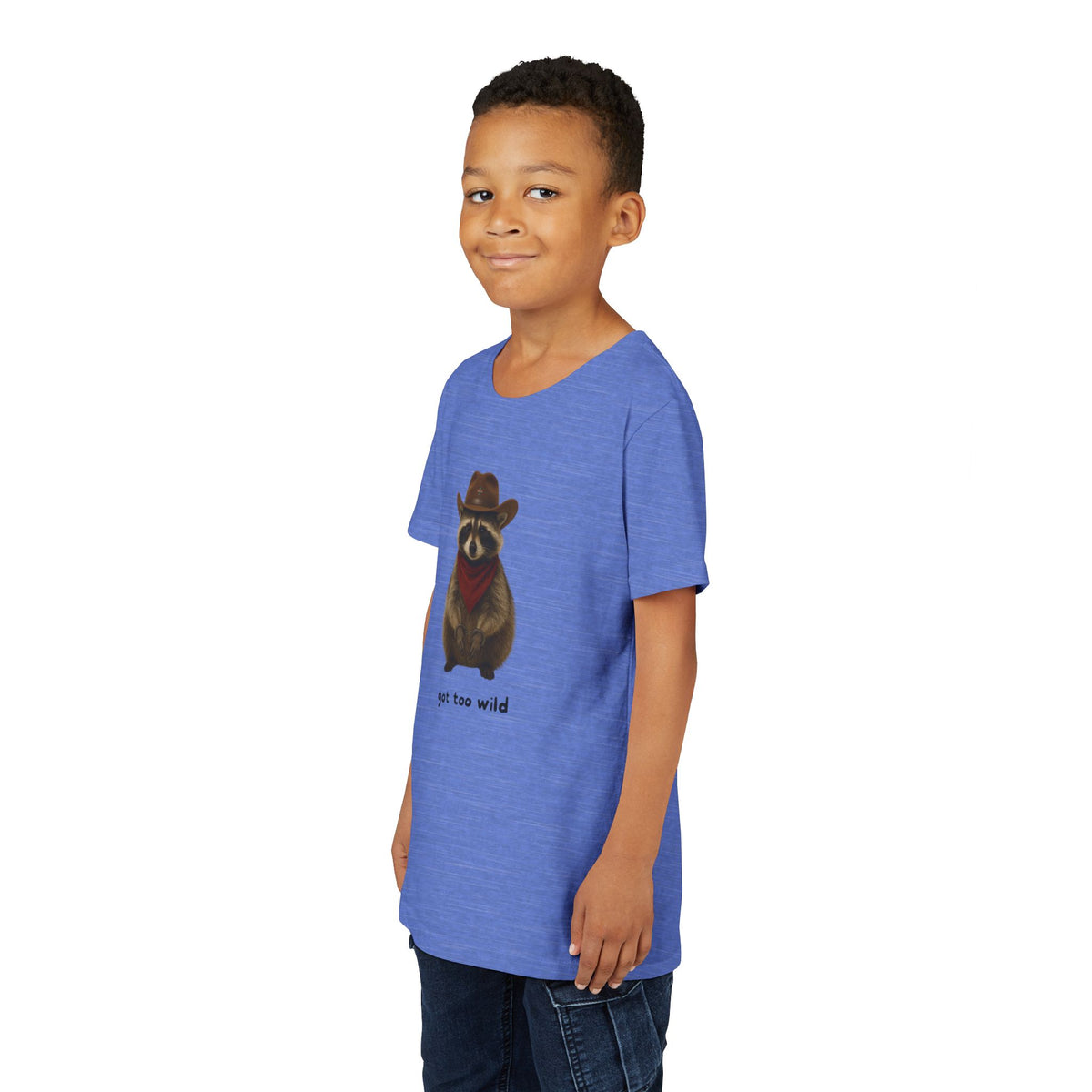 Youth Short Sleeve Tee 'Got Too Wild' Rebel the Raccoon