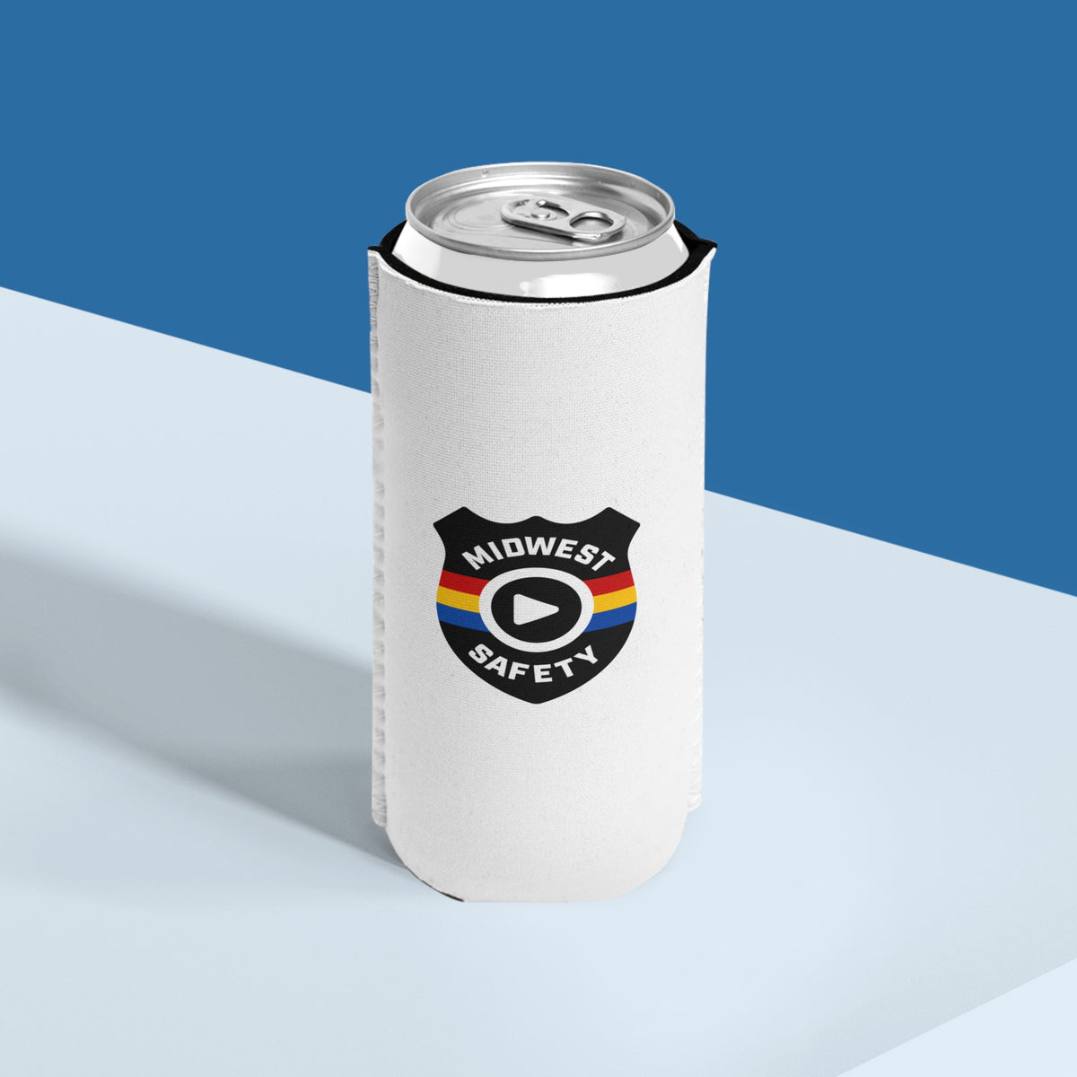Midwest Safety Slim Can Cooler in White (Double-Sided)
