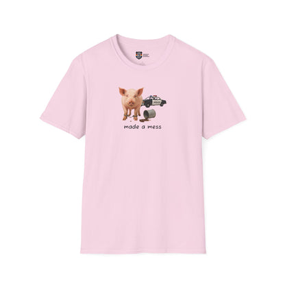Unisex Softstyle Police Silly T-Shirt 'Made a Mess' - Fun & Quirky Graphic Tee