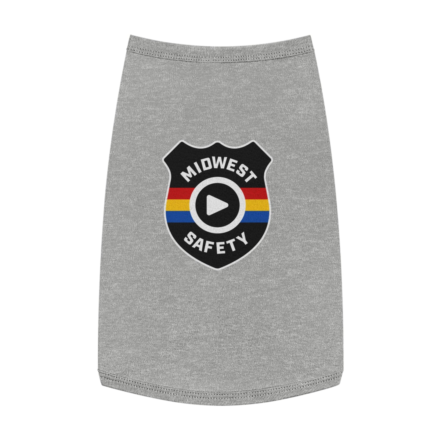 Pet Tank Top with Midwest Safety Badge Design, Cute Dog Apparel, Summer Pet Clothing, Fun Pet Gift, Adorable Dog Tank Top
